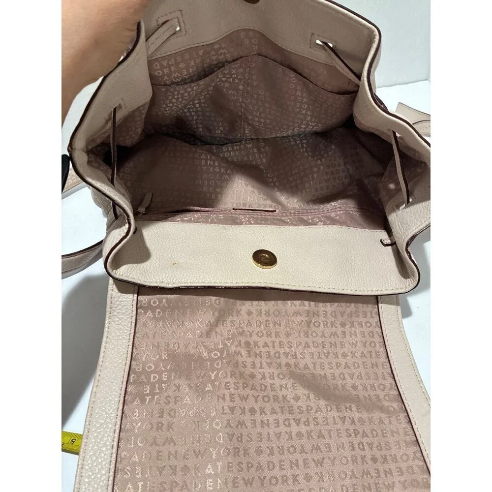 Kate Spade Pebble Leather Drawstring Flap Backpack Leather
